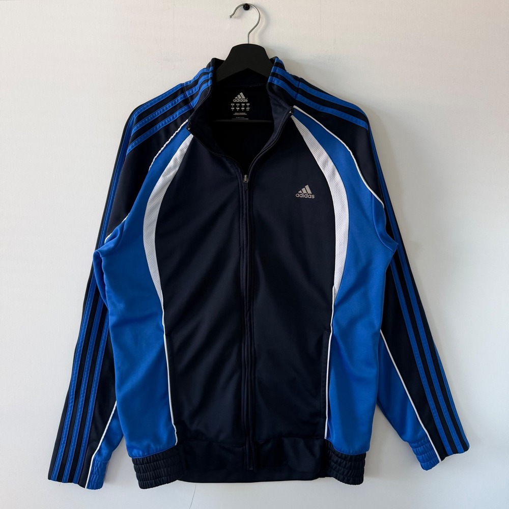 Adidas Mens Clima365 Track Jacket Navy Blue White Full Zip E77349 Size M Y2K